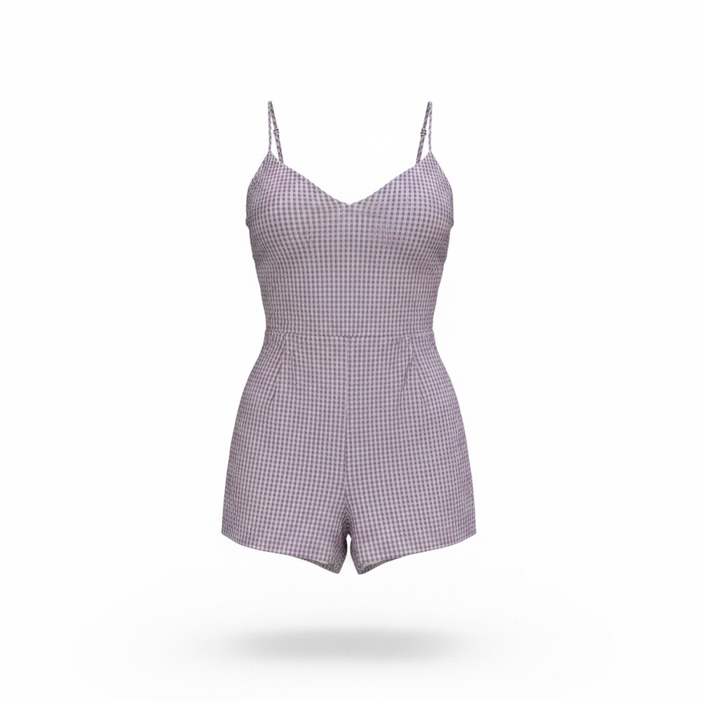 Purple gingham romper..
